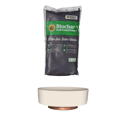 HC Companies 8in Capri Planter, Vanilla Bisque & Wakefield 1lb Soil Conditioner - VMInnovations