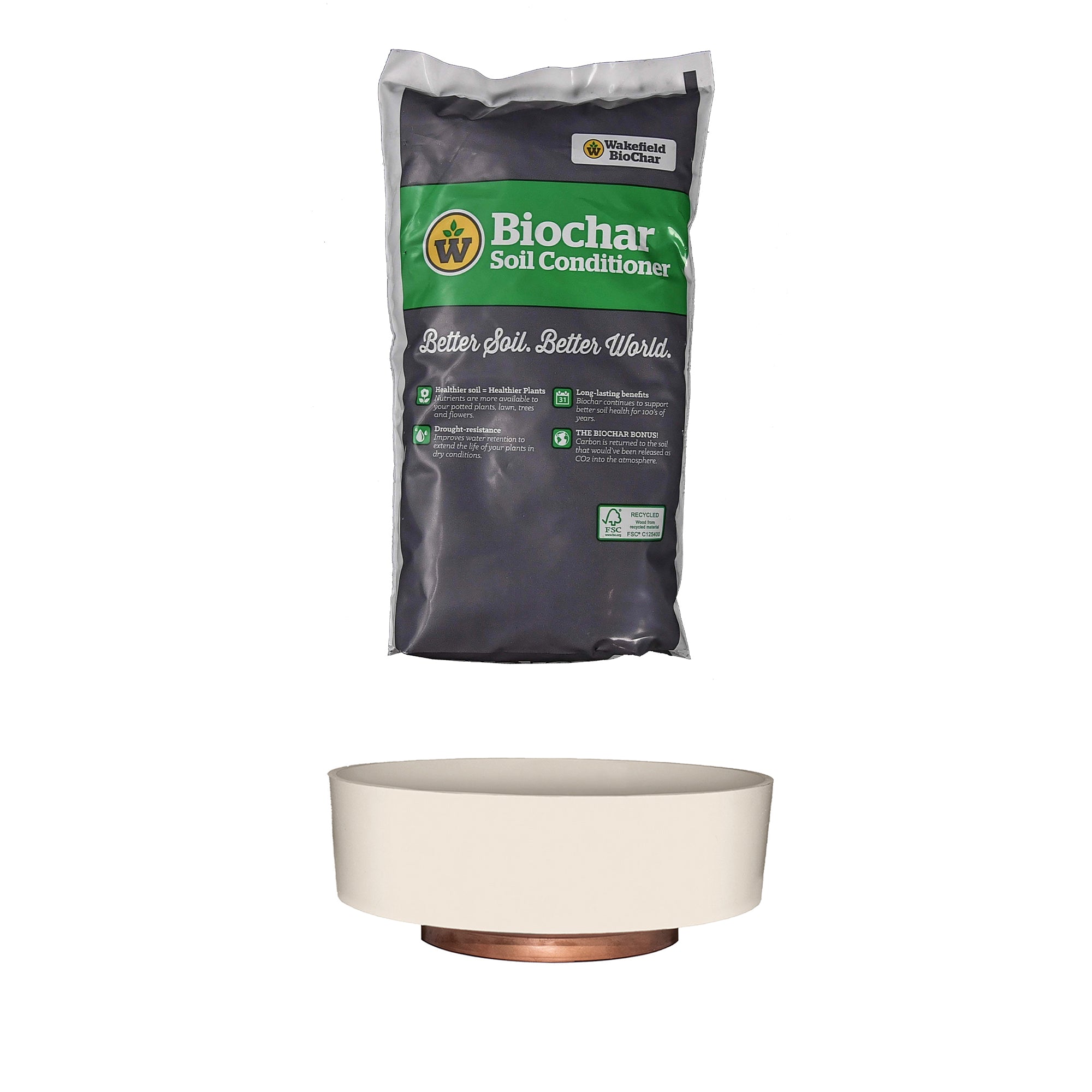 HC Companies 8in Capri Planter, Vanilla Bisque & Wakefield 1gal Soil Conditioner