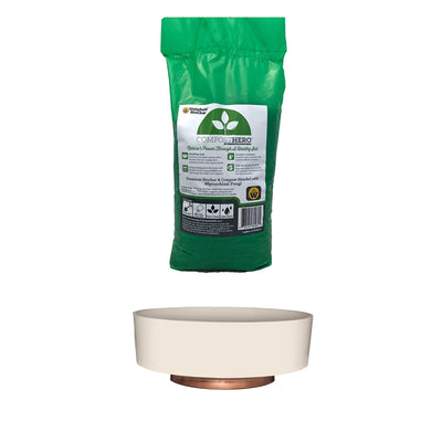 HC Companies 8 Inch Capri Planter, Vanilla Bisque & Wakefield HERO 1gal Compost