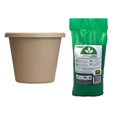 The HC Companies Flower Pot Planter w/ Wakefield HERO Biochar Garden Compost