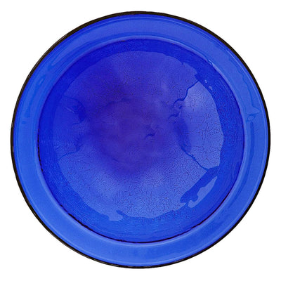 Achla Designs Hand Blown Crackle Glass Garden Birdbath with Stand, Cobalt Blue