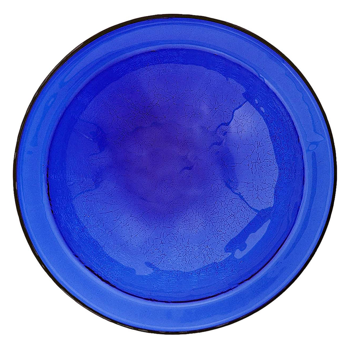 Achla Designs Hand Blown Crackle Glass Garden Birdbath with Stand, Cobalt Blue
