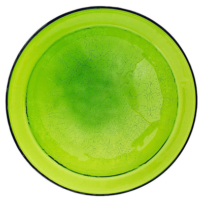 Achla Designs 12 In Crackle Glass Bowl and Birdbath Decoration w/ Stand, Green
