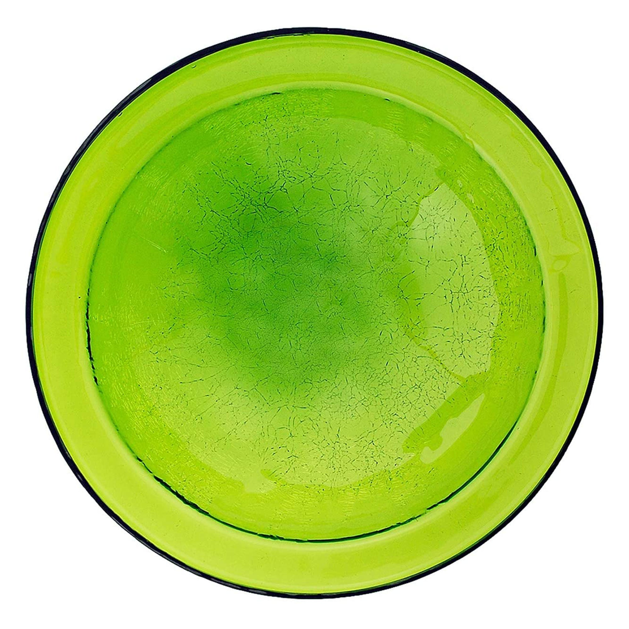 Achla Designs Hand Blown Crackle Glass Garden Birdbath with Tripod Stand, Green - VMInnovations