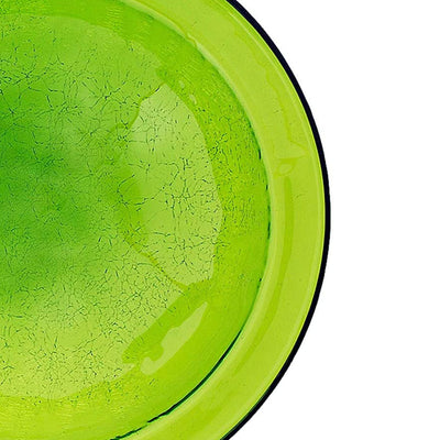 Achla Designs Hand Blown Crackle Glass Garden Birdbath with Tripod Stand, Green - VMInnovations