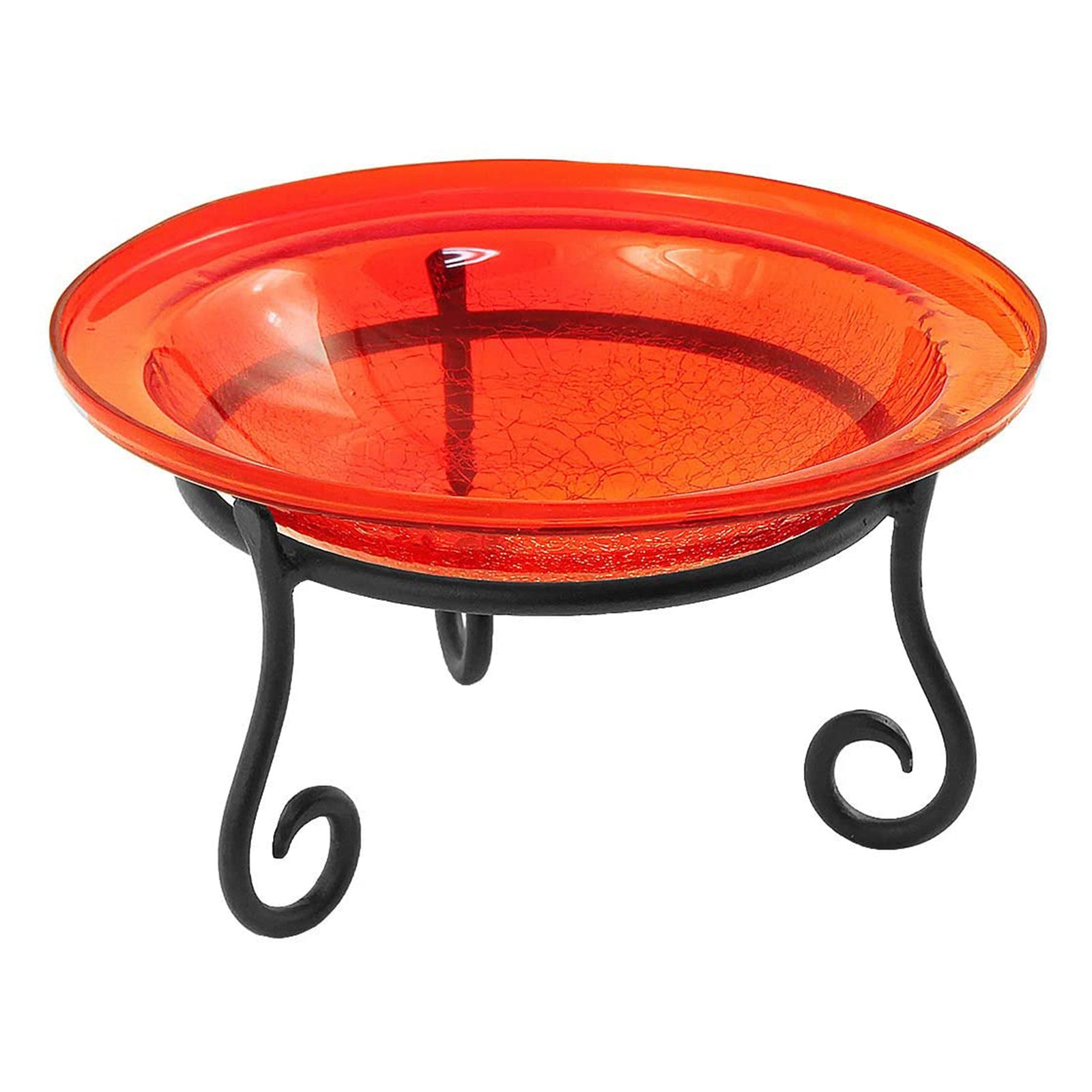 Achla Designs Hand Blown Crackle Glass Garden Birdbath with Stand, Tomato Red - VMInnovations
