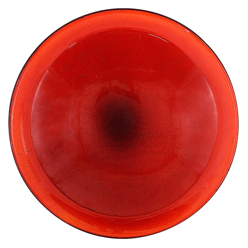Achla Designs Hand Blown Crackle Glass Garden Birdbath with Stand, Tomato Red