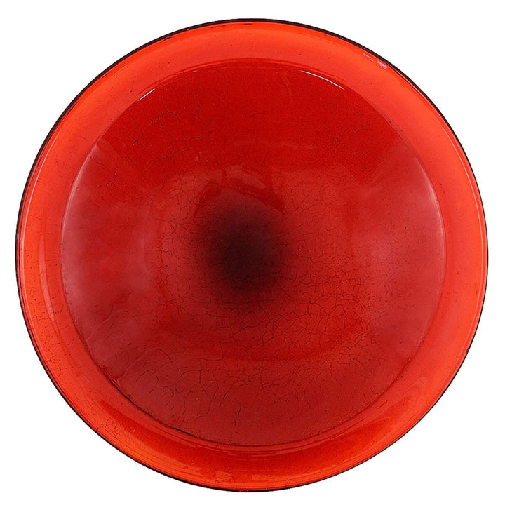 Achla Designs Hand Blown Crackle Glass Garden Birdbath w/Tripod Stand, Red(Used) - VMInnovations