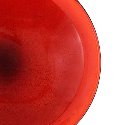 Achla Designs Hand Blown Crackle Glass Garden Birdbath w/Tripod Stand, Red(Used) - VMInnovations