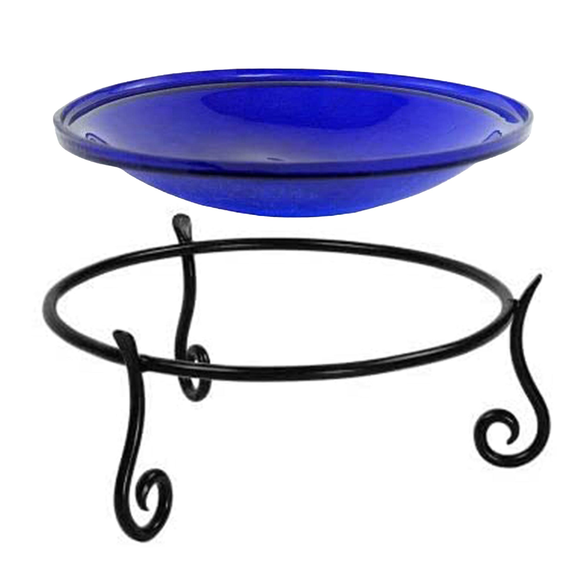 Achla Designs Hand Blown Glass Garden Birdbath with Miniature Stand, Cobalt Blue