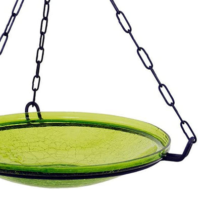Achla Designs 14" Glass Birdbath Bowl w/ Rail Mount Bracket, Fern Green (Used) - VMInnovations