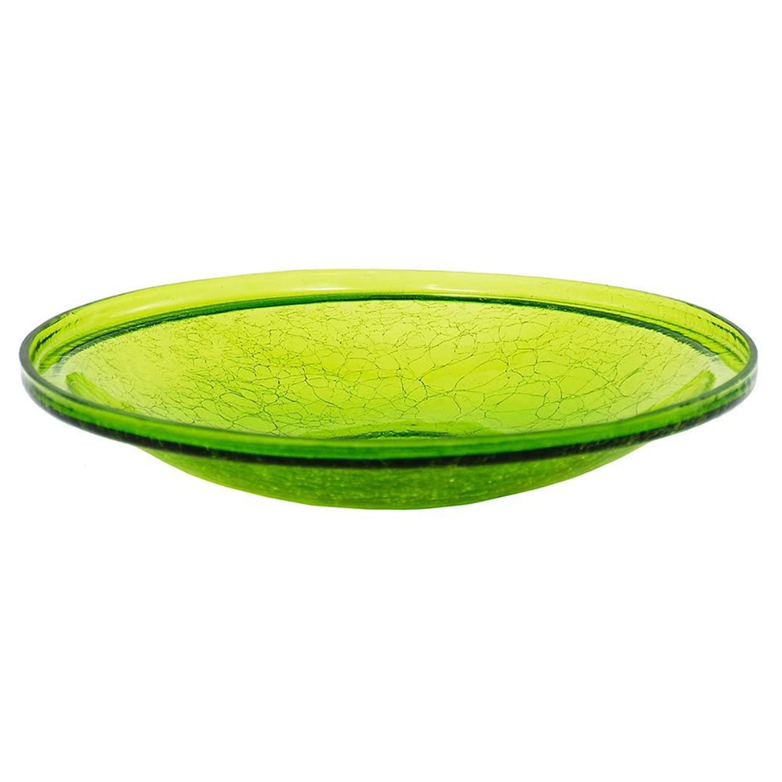 Achla Designs 14 Inch Hand Blown Crackle Glass Birdbath with Stake, Fern Green - VMInnovations
