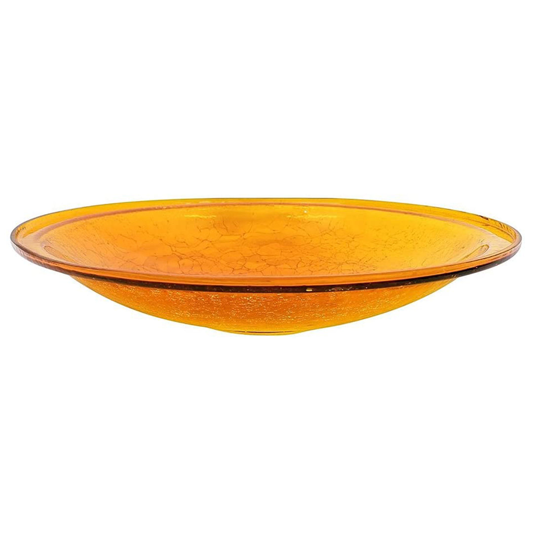 Achla Designs 14 Inch Hand Blown Glass Birdbath with Stake, Mandarin (Open Box)