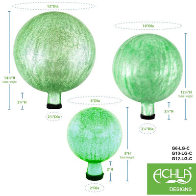 Achla Designs 10 Inch Gazing Glass Globe Sphere Garden Ornament, Light Green