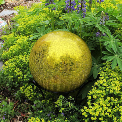 Achla Designs 10 Inch Gazing Glass Globe Sphere Garden Ornament, Lemon Drop
