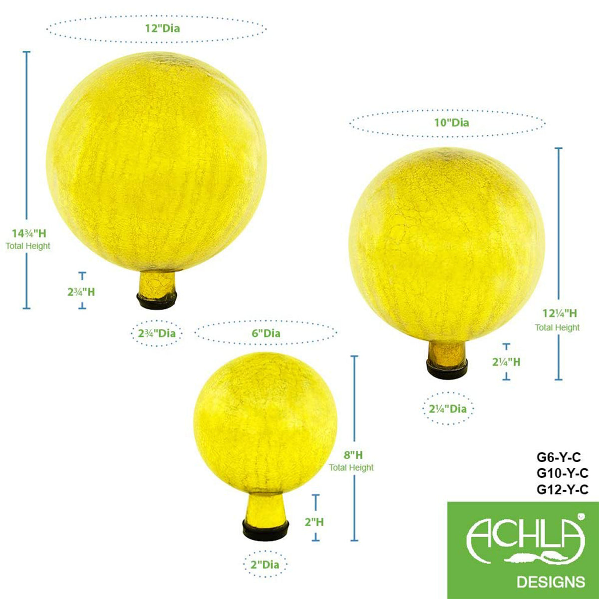 Achla Designs 10 Inch Gazing Glass Globe Sphere Garden Ornament, Lemon Drop
