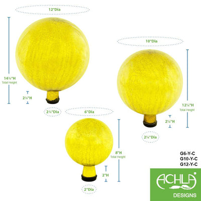 Achla Designs 10 Inch Gazing Glass Globe Sphere Garden Ornament, Lemon Drop