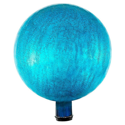 Achla Designs 12 Inch Gazing Glass Crackly Globe Sphere Garden Ornament, Teal