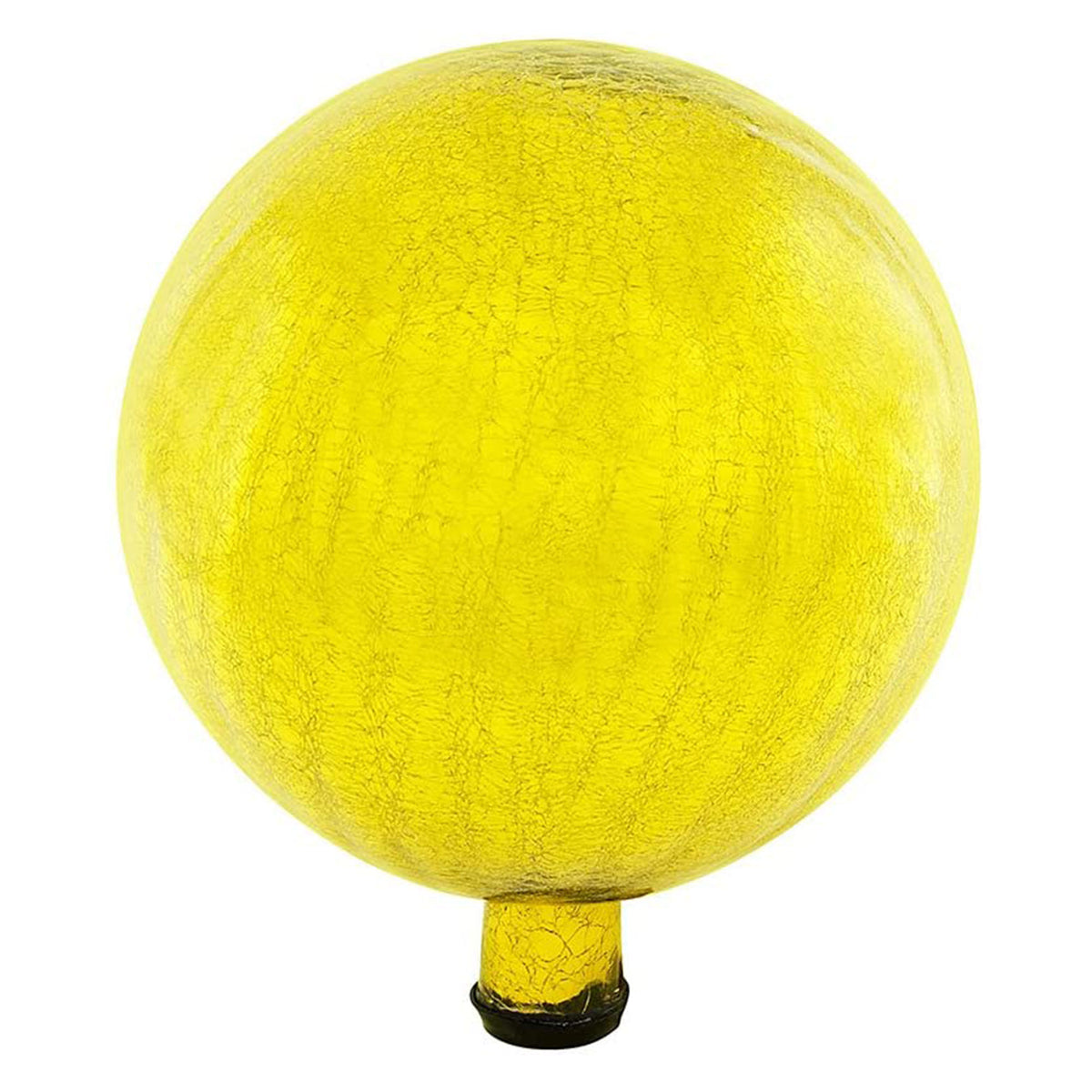 Achla Designs 12 Inch Glass Crackly Globe Sphere Garden Ornament, Lemon Drop