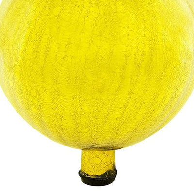 Achla Designs 12 Inch Glass Crackly Globe Sphere Garden Ornament, Lemon Drop