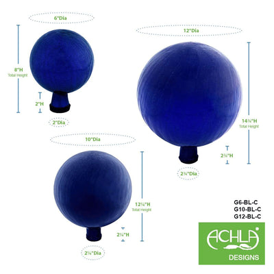 Achla Designs 6 Inch Gazing Glass Crackle Globe Sphere Garden Ornament, Blue