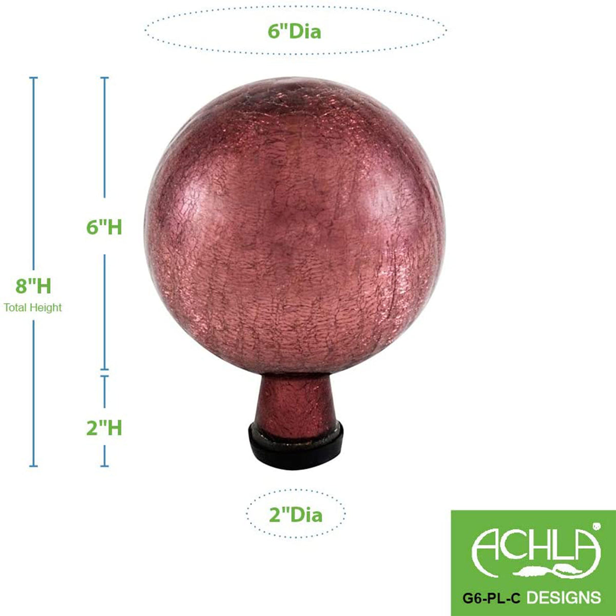 Achla Designs 6 Inch Gazing Glass Crackle Globe Sphere Garden Ornament, Plum - VMInnovations