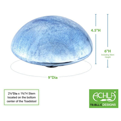 Achla Designs Crackle Glass Garden Toadstool Gazing Ball, 9 Inch, Blue Lapis