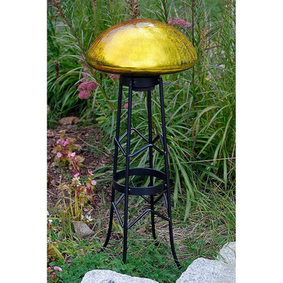 Achla Designs Crackle Glass Garden Toadstool Outdoor Gazing Ball, 9 Inch, Yellow