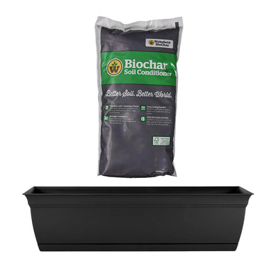 HC Companies 24 Inch Eclipse Window Box, Black & Wakefield 1gal Soil Conditioner - VMInnovations