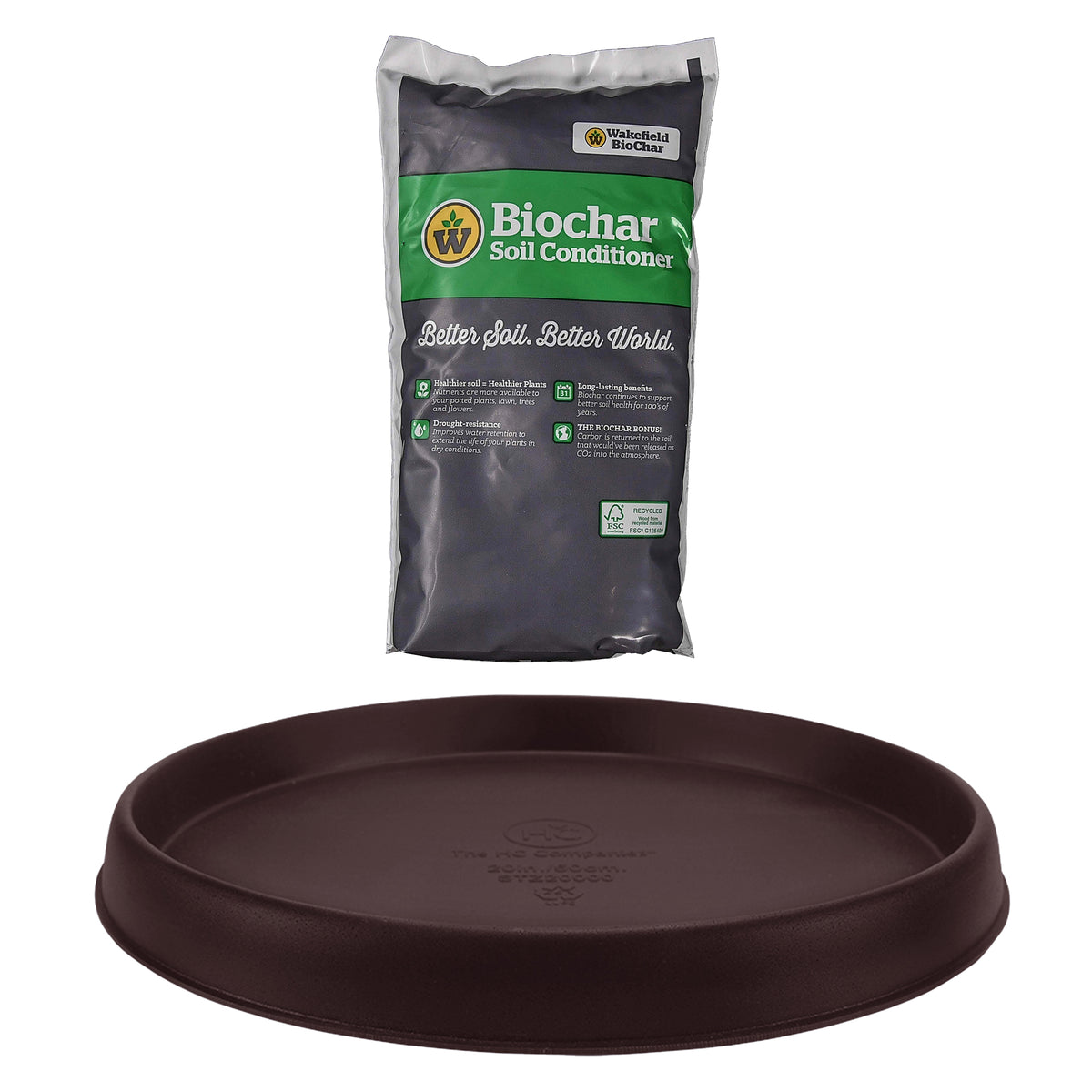HC Companies Terrazzo 36 In Plant Saucer with Wakefield 1 Gal Soil Conditioner