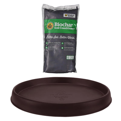 HC Companies Terrazzo 36 In Plant Saucer with Wakefield 1 Gal Soil Conditioner - VMInnovations