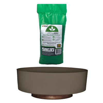 HC Companies 8 Inch Capri Planter, Artisan Taupe & Wakefield HERO 1gal Compost