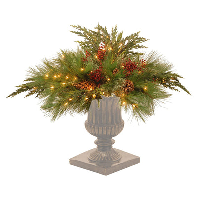 National Tree Company White Pine 30" Christmas Urn Filler with White LED Lights