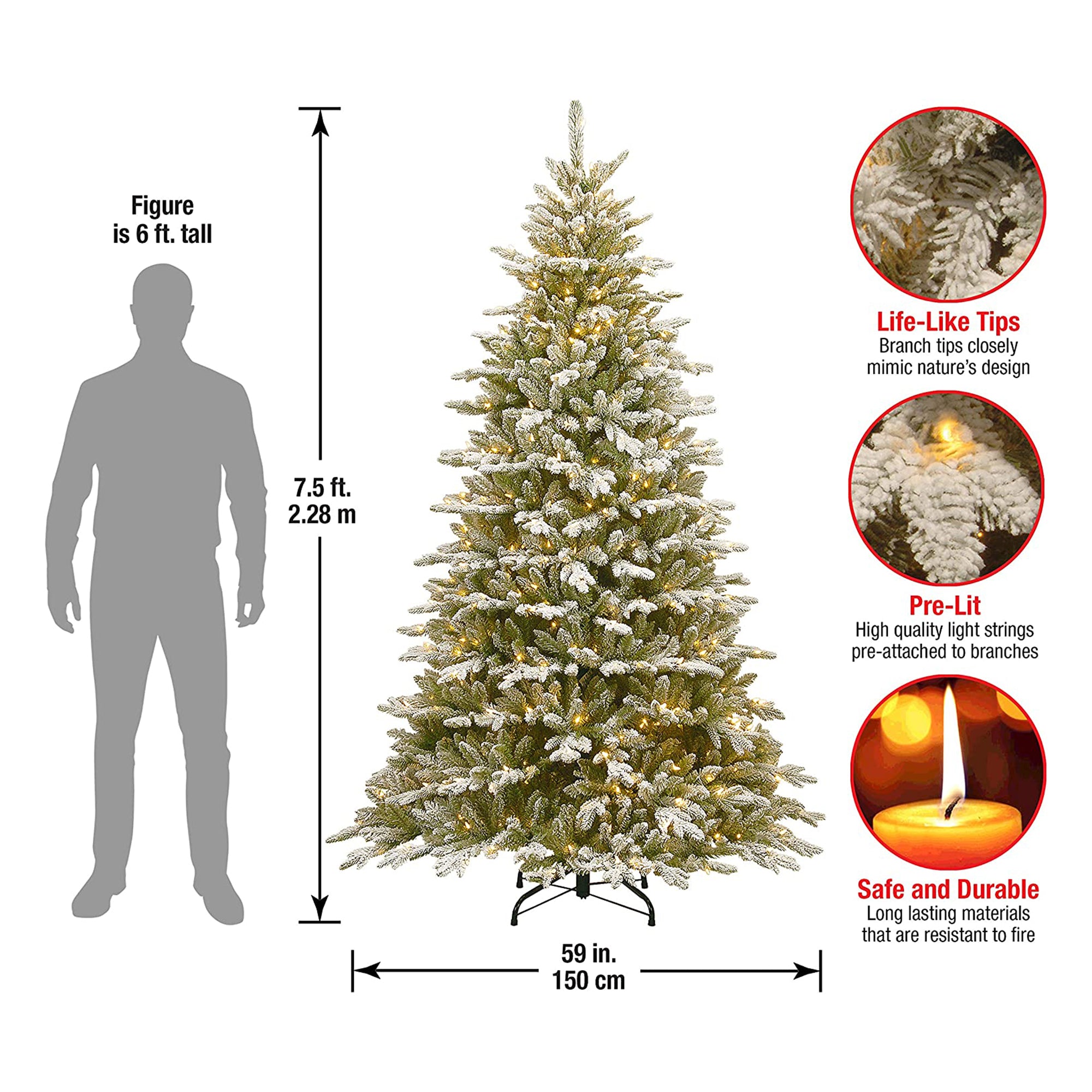 Snowy Sierra Spruce 7.5' Prelit Artificial Christmas Tree (Used) - VMInnovations