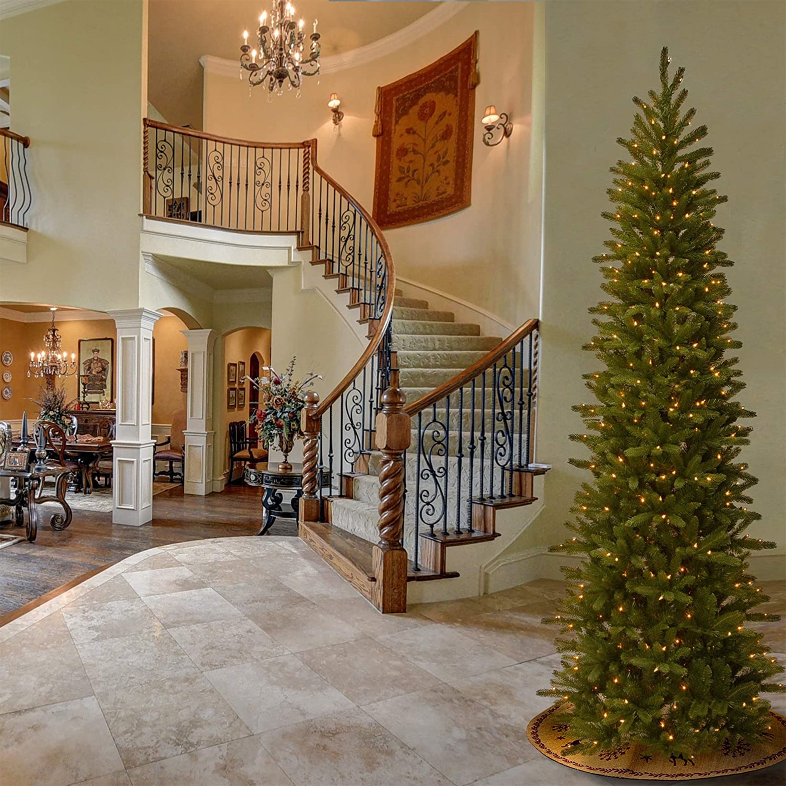 National Tree Company 9 Foot Fir Slim Christmas Tree w/ Stand and Lights (Used) - VMInnovations