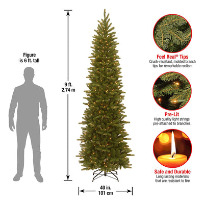 National Tree Company 9 Foot Fir Slim Christmas Tree w/ Stand and Lights (Used) - VMInnovations