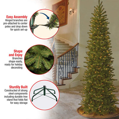 National Tree Company 9 Foot Fir Slim Christmas Tree w/ Stand and Lights (Used) - VMInnovations
