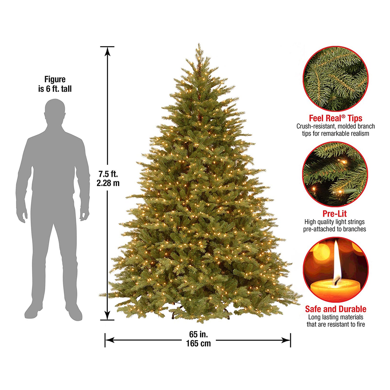 National Tree Company Nordic Spruce 7.5' Clear Prelit Christmas Tree (Open Box) - VMInnovations