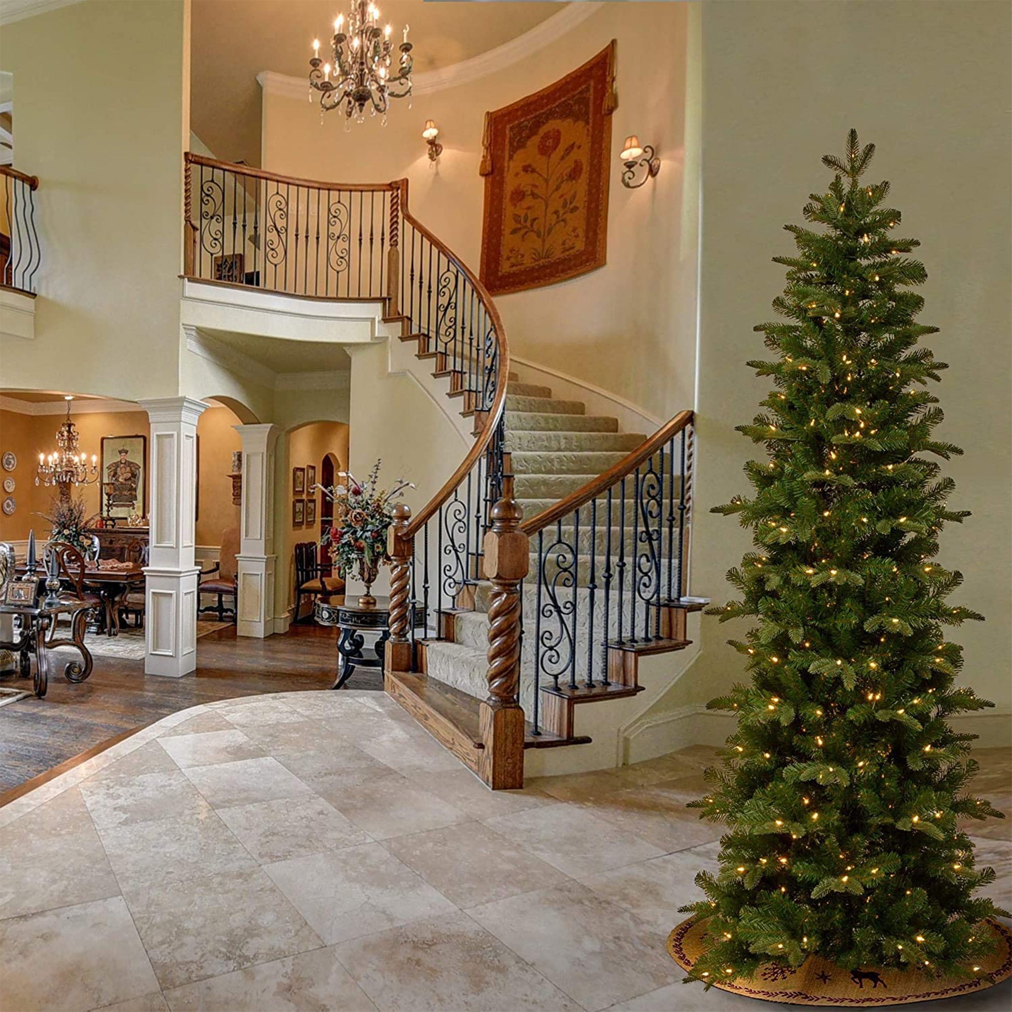 National Tree Company 6.5 Ft Slim Pre Lit Artificial Christmas Tree (Open Box) - VMInnovations