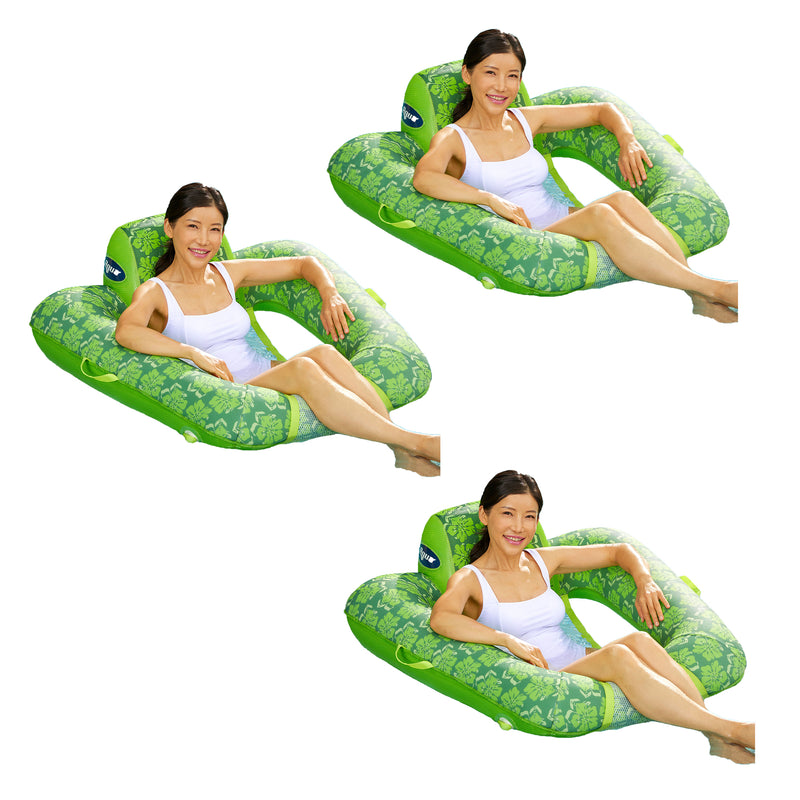 Aqua Leisure Zero Gravity Inflatable Swimming Pool Lounge Chair Float, Green, 3