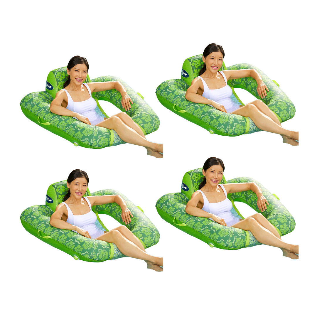 Aqua Leisure Zero Gravity Inflatable Swimming Pool Lounge Chair Float, Green, 4