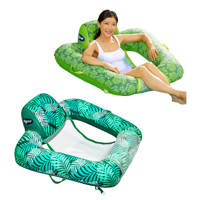 Aqua Leisure Zero Gravity Swimming Pool Lounge Chair Float, Green + Teal Fern