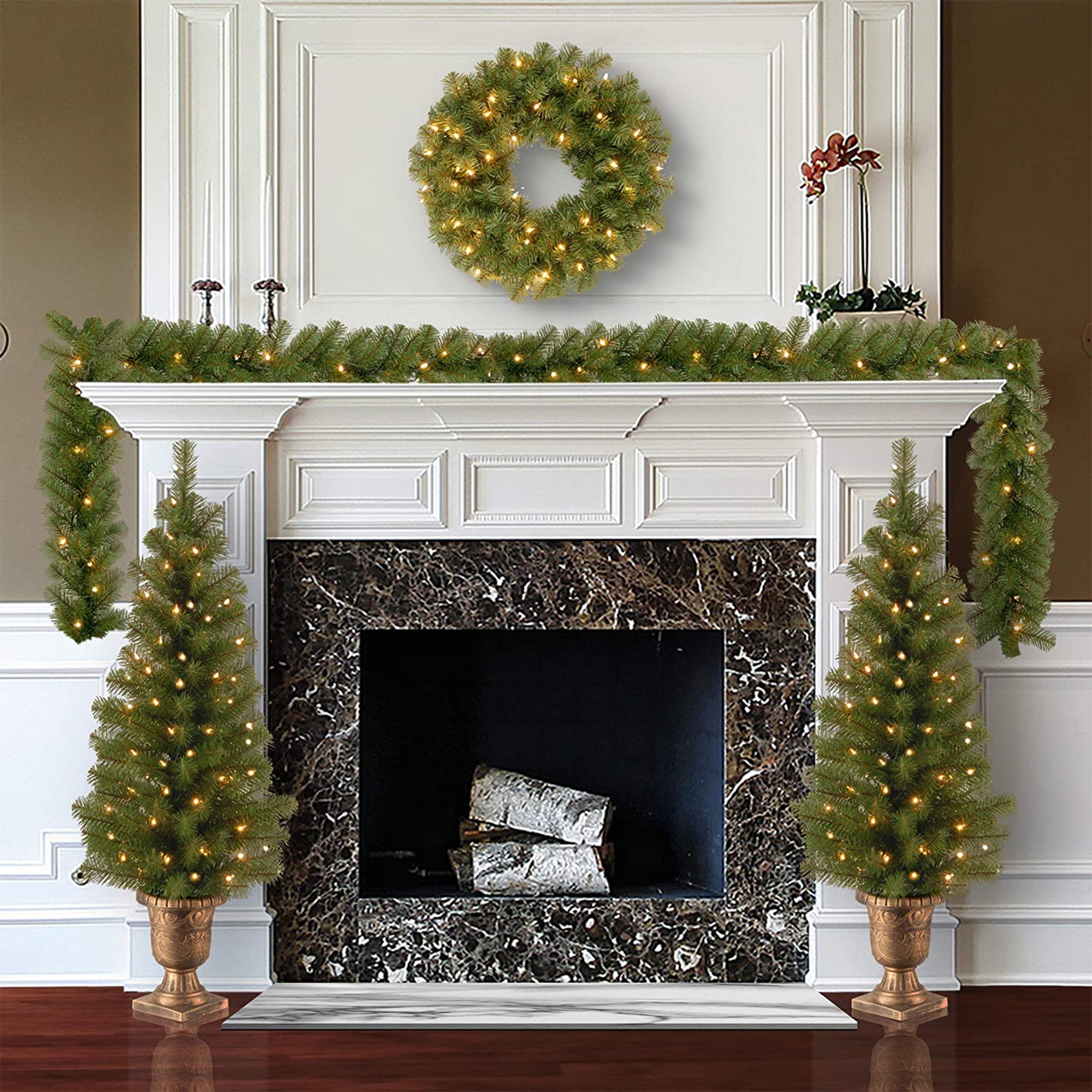 National Tree Company 4Pc Assorted Holiday Greenery with White LED Lights (Used) - VMInnovations