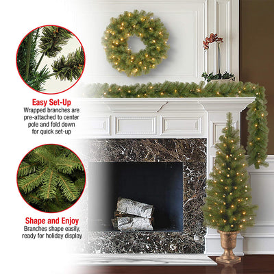 National Tree Company 4Pc Assorted Holiday Greenery with White LED Lights (Used)