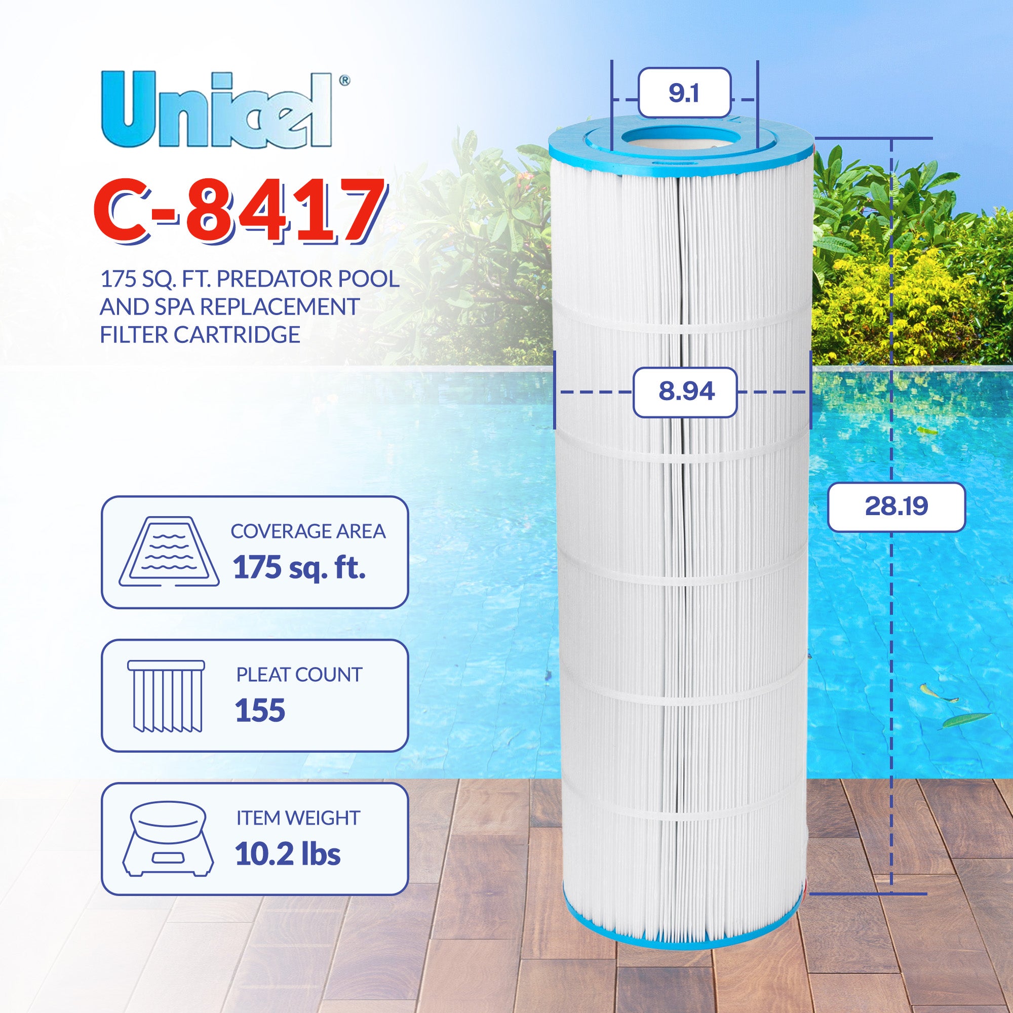 Unicel 175 Square Feet Swimming Pool Replacement Cartridge Filter System (Used) - VMInnovations