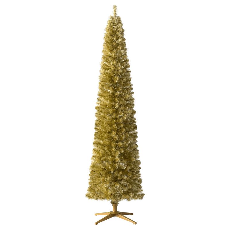 Treetopia Struck Gold 7 Foot Prelit Pencil Christmas Tree with Stand (Open Box)