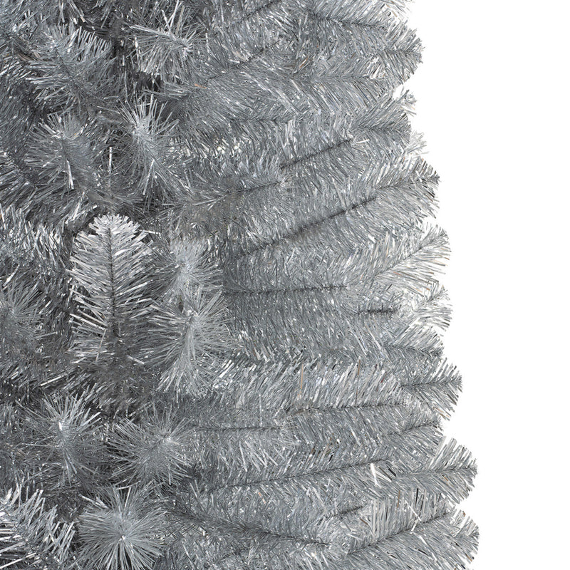 Treetopia Shimmering Silver 6 Ft Prelit Pencil Tinsel Christmas Tree (Used)