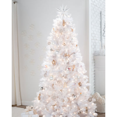 Treetopia Winter White 7 Foot Artificial Prelit LED Full Christmas Tree w/Stand