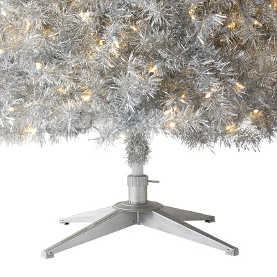 Tinkerbell  Silver 7 Ft Artificial Prelit Tinsel Christmas Tree w/Stand (Used)