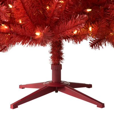 Treetopia Lipstick Red 6 Foot Prelit LED Full Christmas Tree w/ Stand (Open Box)